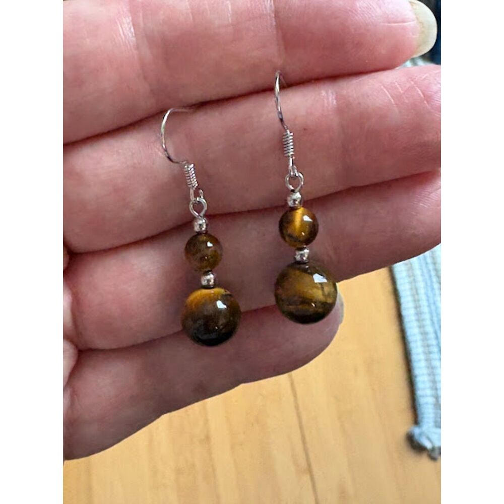 Tigers Eye Chakra Stone Earrings NWT